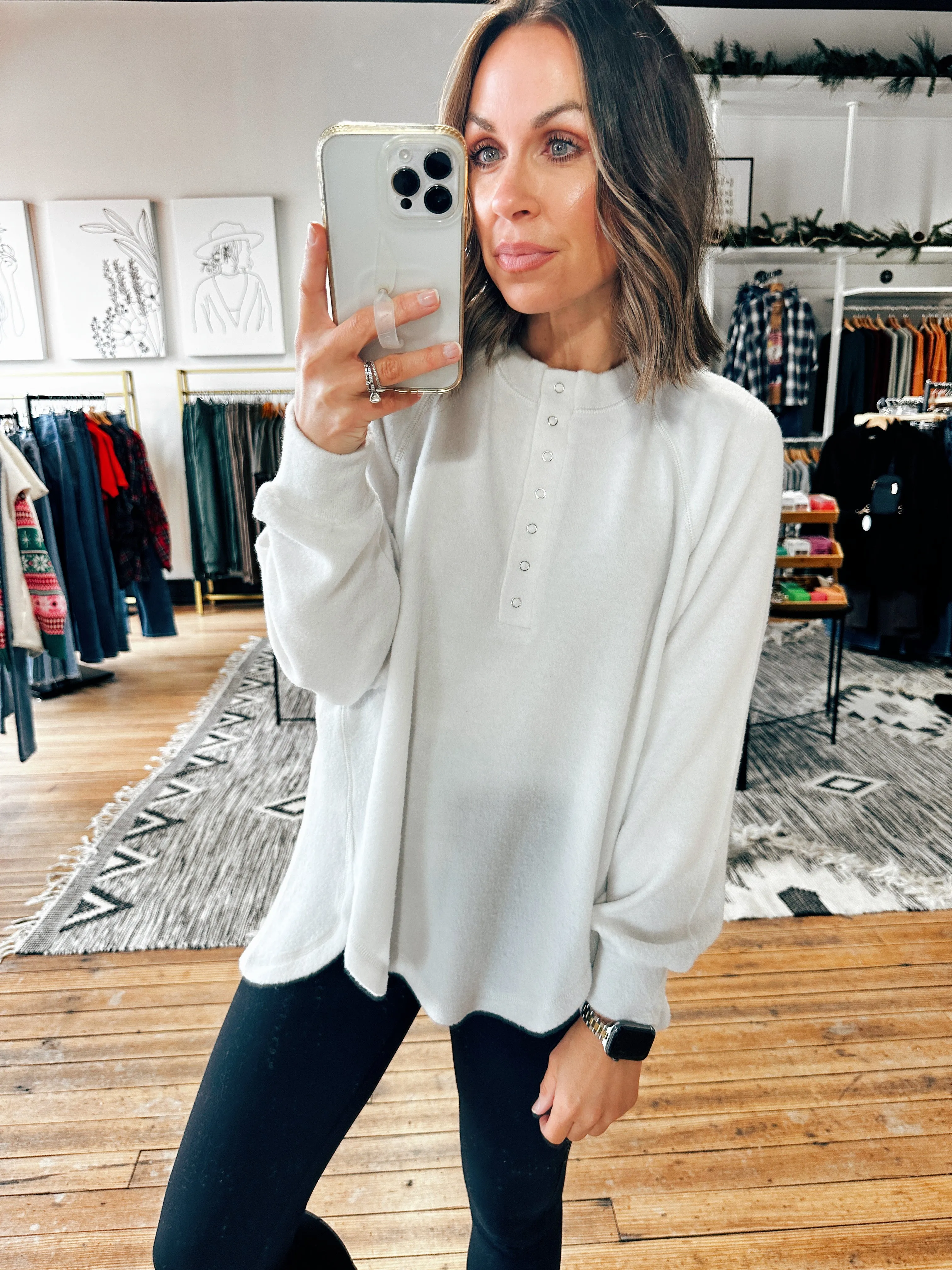 Ashley Snap Henley Top - 5 Colors
