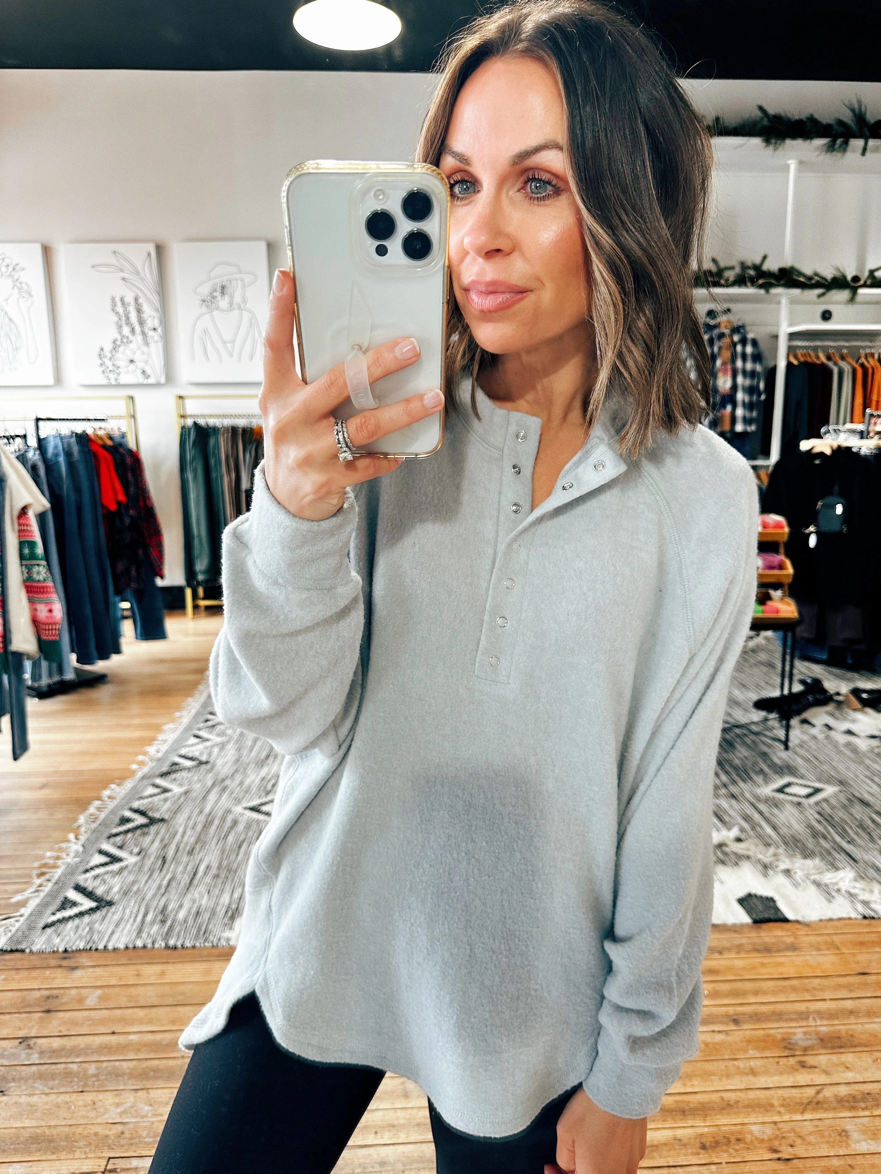 Ashley Snap Henley Top - 5 Colors
