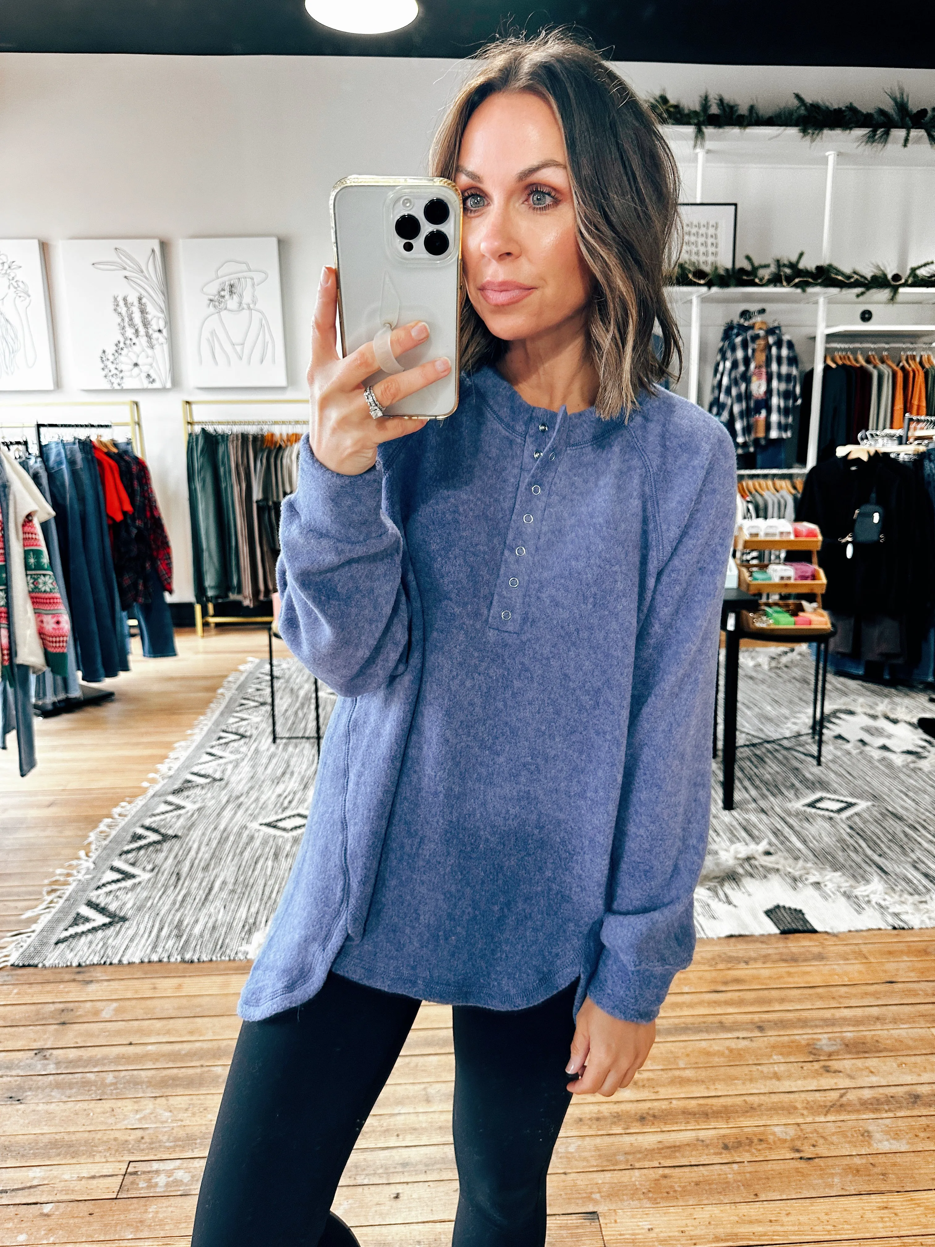 Ashley Snap Henley Top - 5 Colors