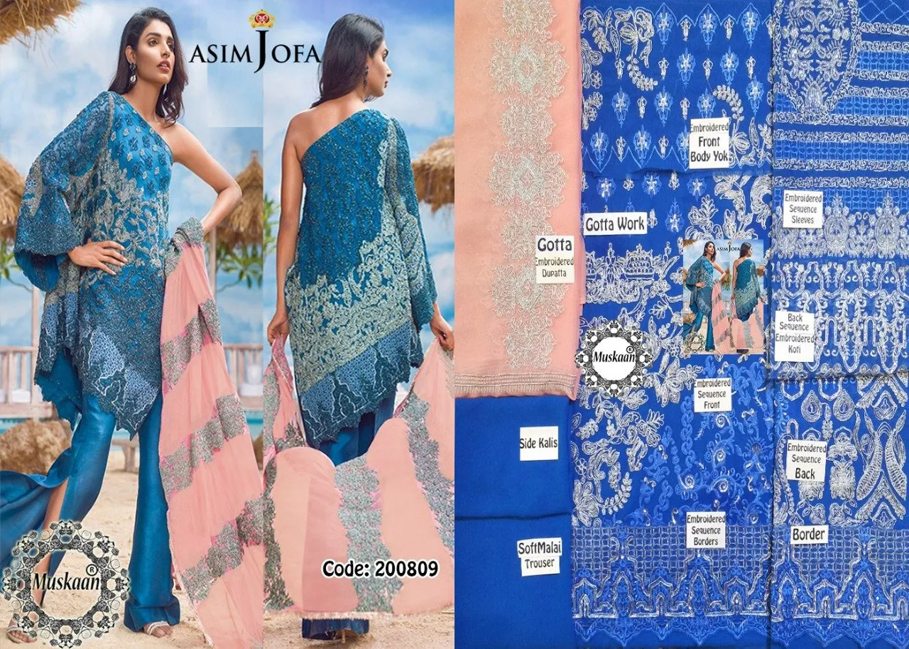 Asim Jofa Eid Chiffon Collection 2018-ALC-3A(Replica)(Unstitched)