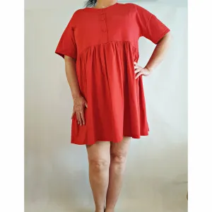 Asos second hand red oversize tee shirt style dress size 16-18