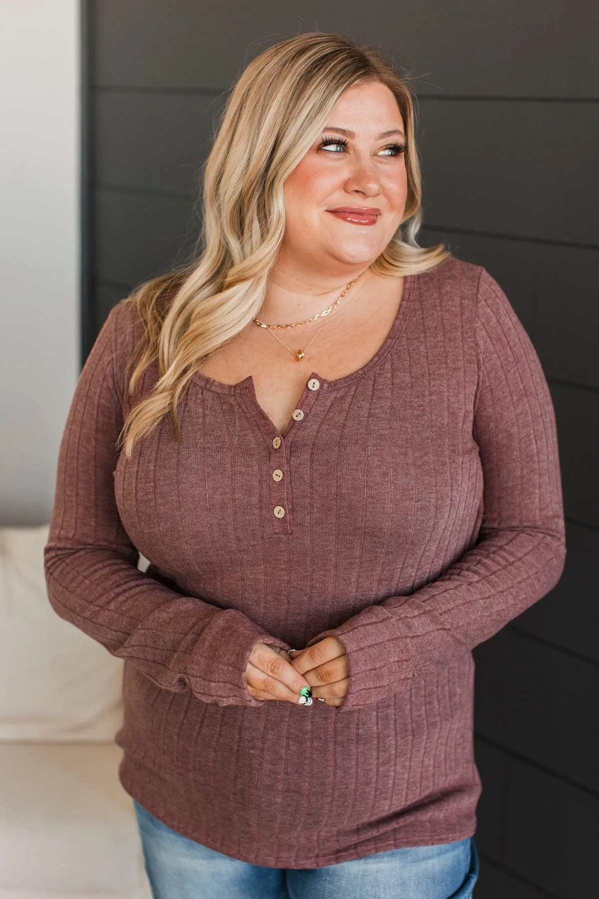 At My Best Knit Henley Top- Clay