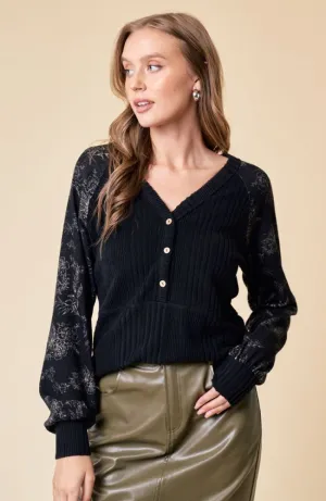 Aurora Floral Henley Knit Top