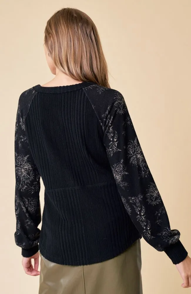 Aurora Floral Henley Knit Top