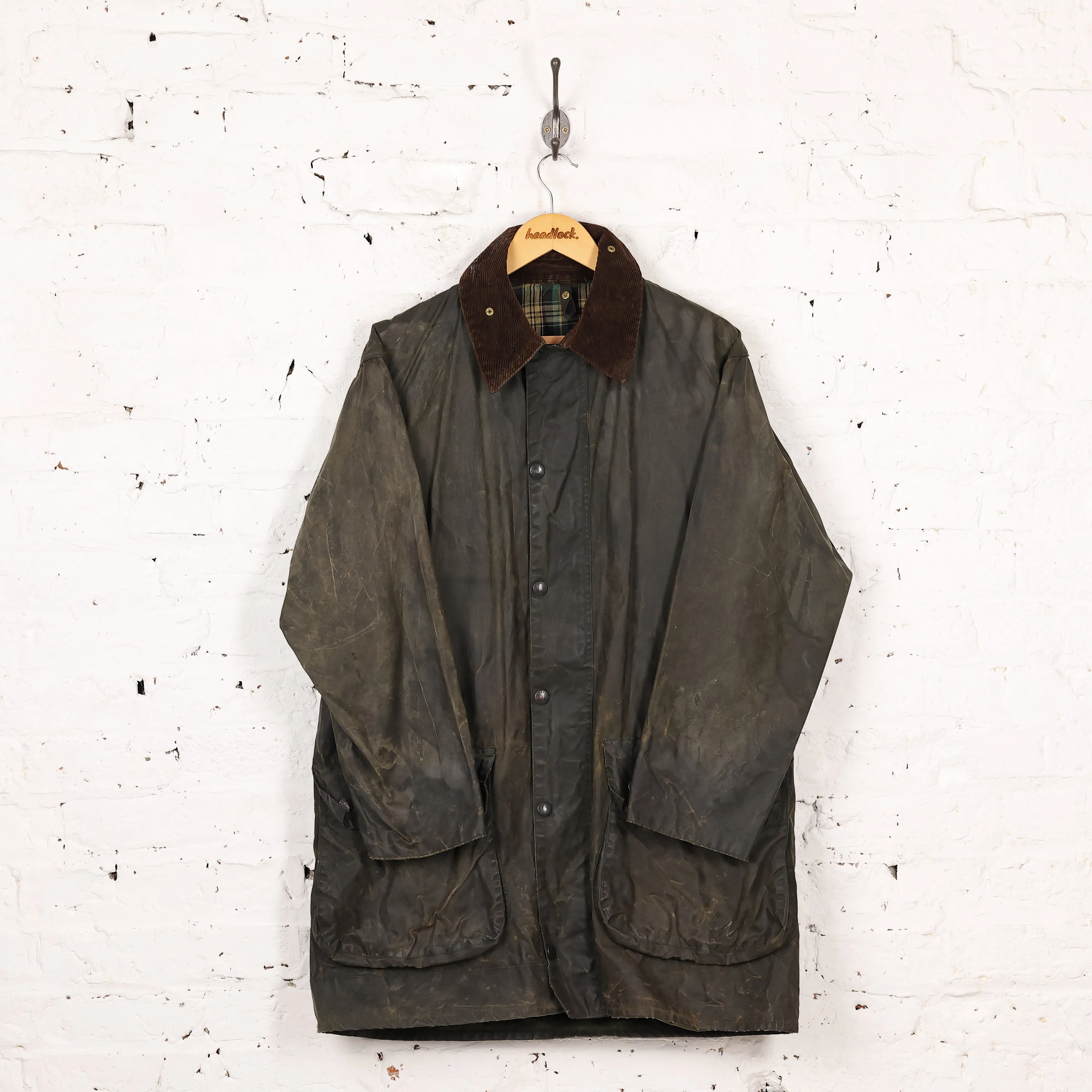Barbour Border Wax Jacket Coat - Green - L
