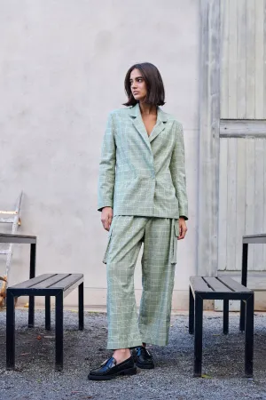 barry made II ROWAN Check Oversize Blazer - green mix