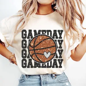 Basketball Gameday Faux Glitter Tee