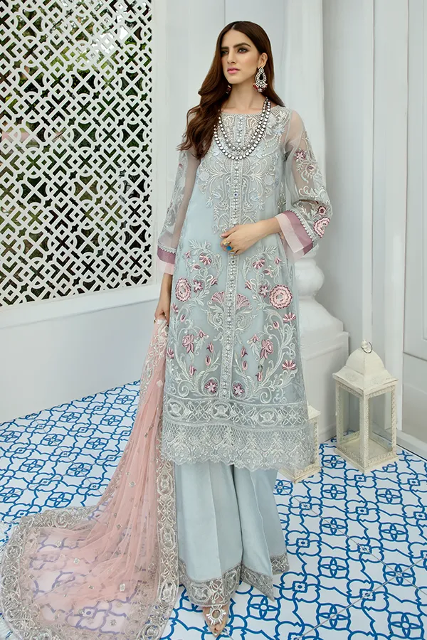 Beautiful Pakistani Woman Dress In Shade Of Dull Aqua # CA115