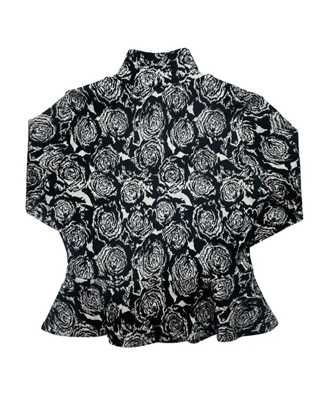 BENECIA 12 Jacquard Black Rose Zip-up - Black