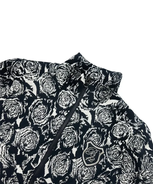 BENECIA 12 Jacquard Black Rose Zip-up - Black