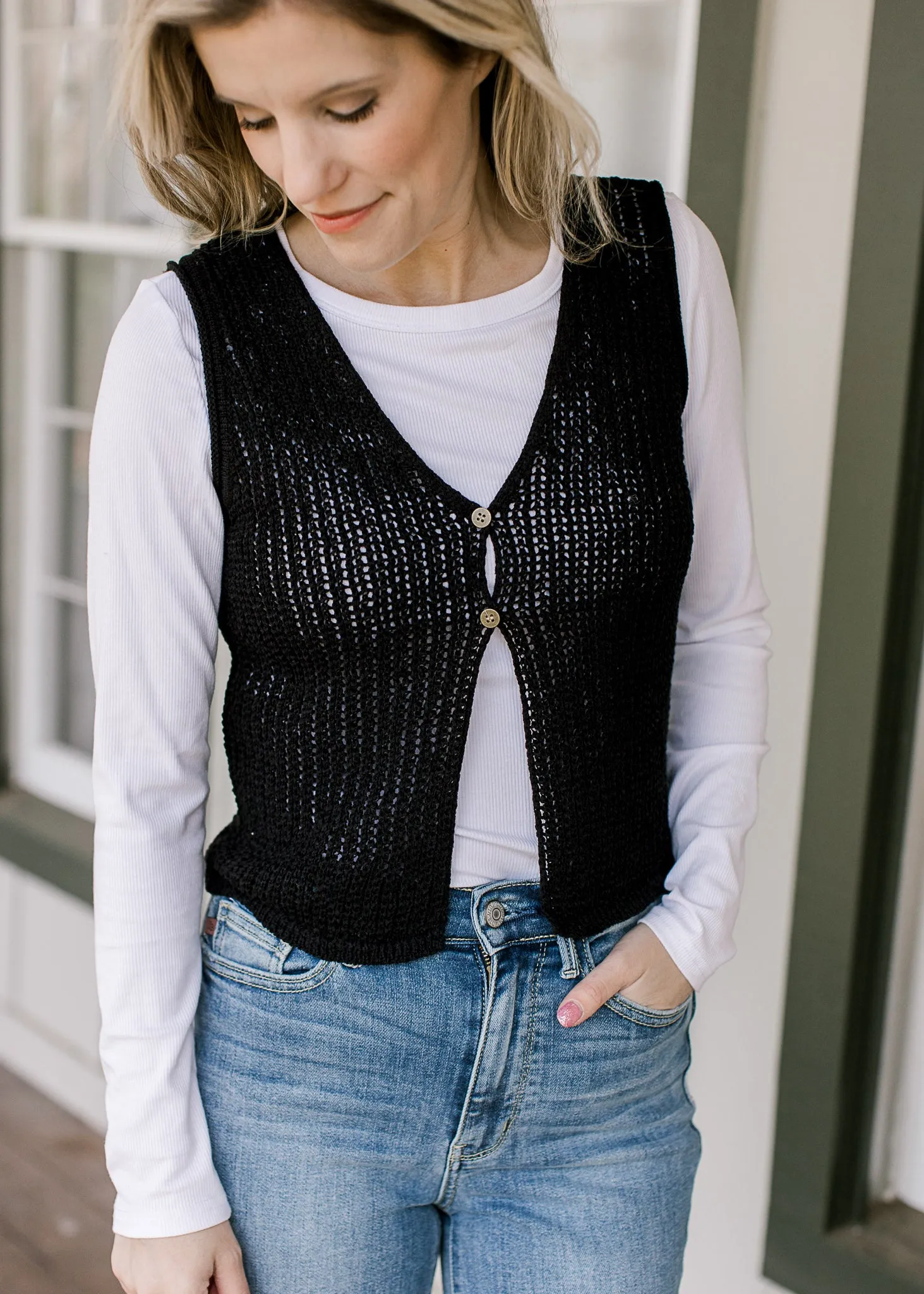 Black Button Vest
