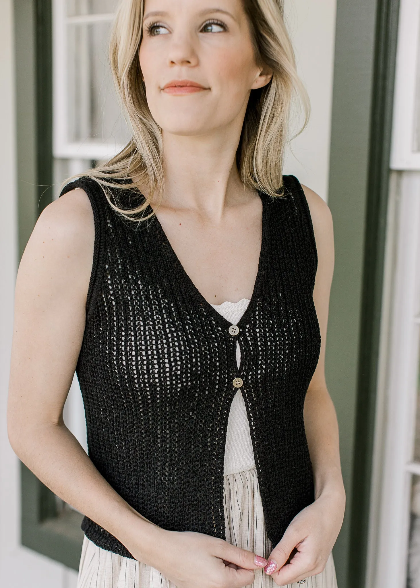 Black Button Vest