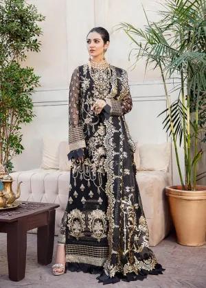 Black Crinkle Chiffon Outfit with Embroidery #Y6198