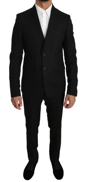Black Wool 2 Piece Slim Fit Suit