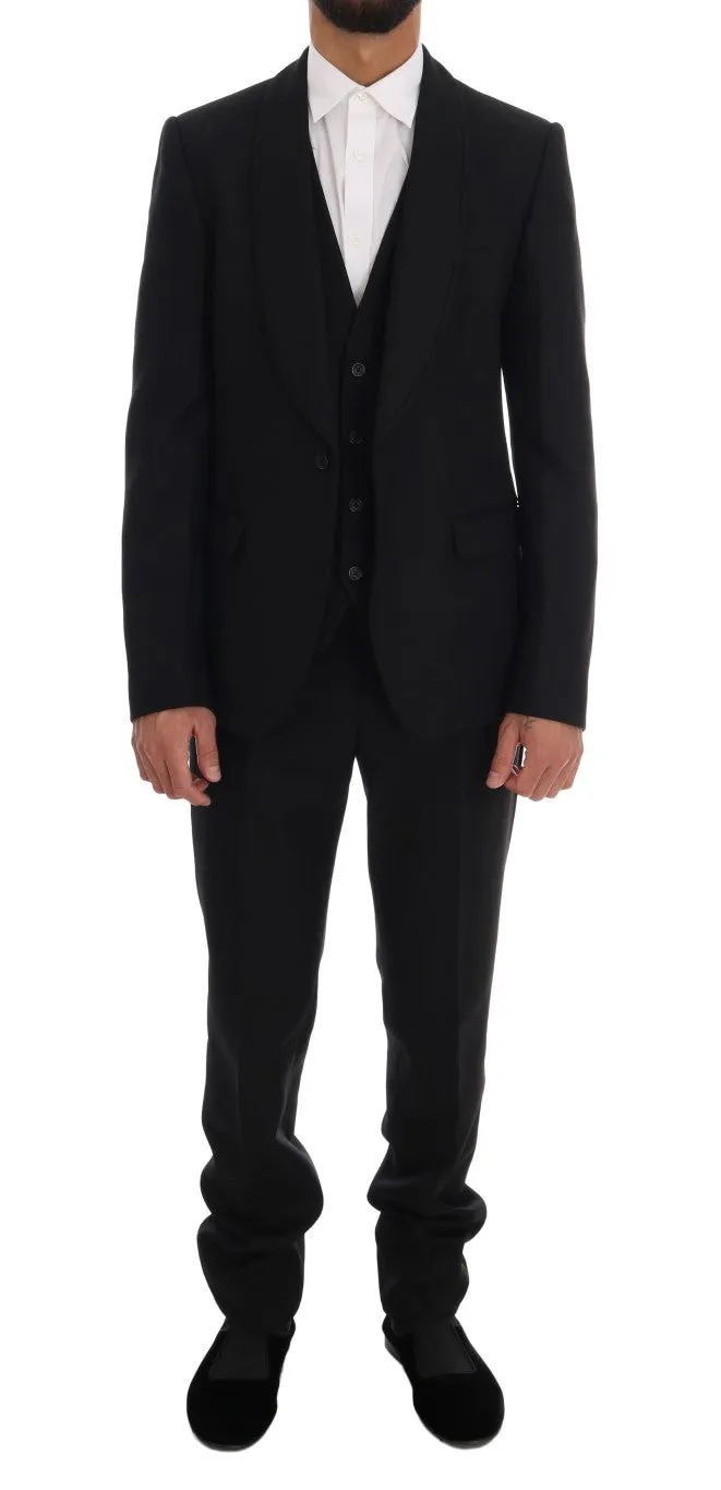 Black Wool One Button Slim Fit Suit