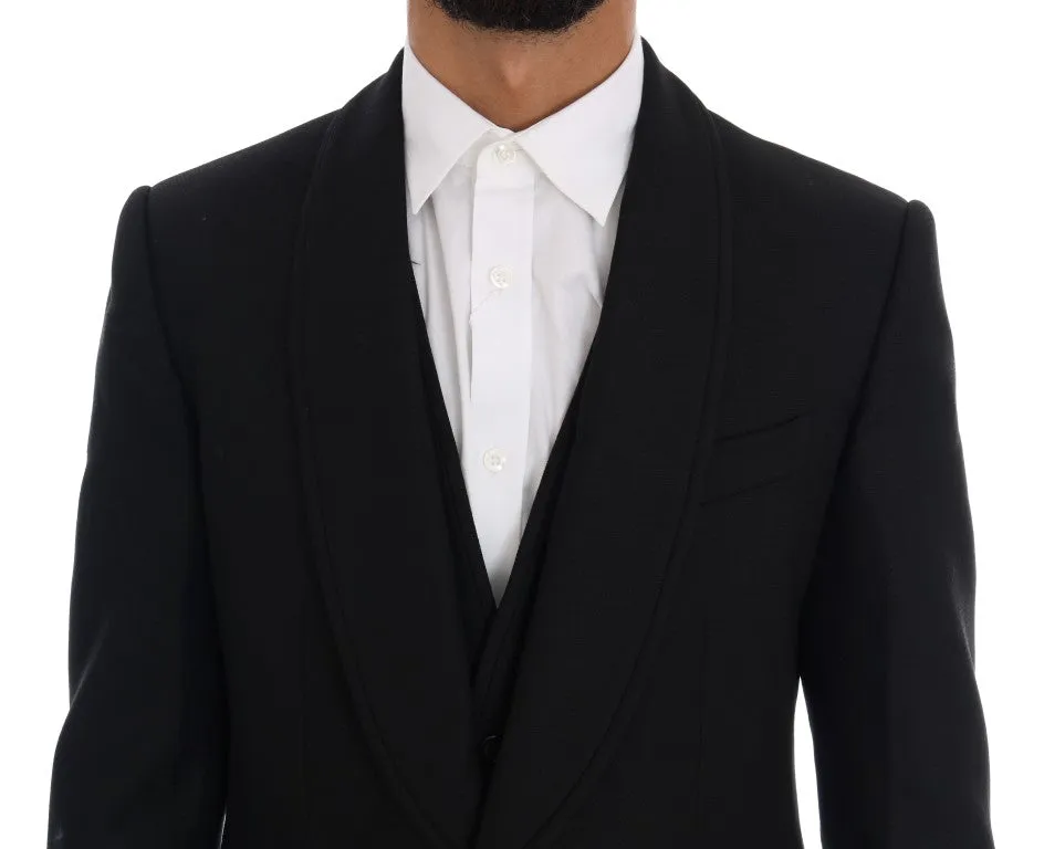 Black Wool One Button Slim Fit Suit