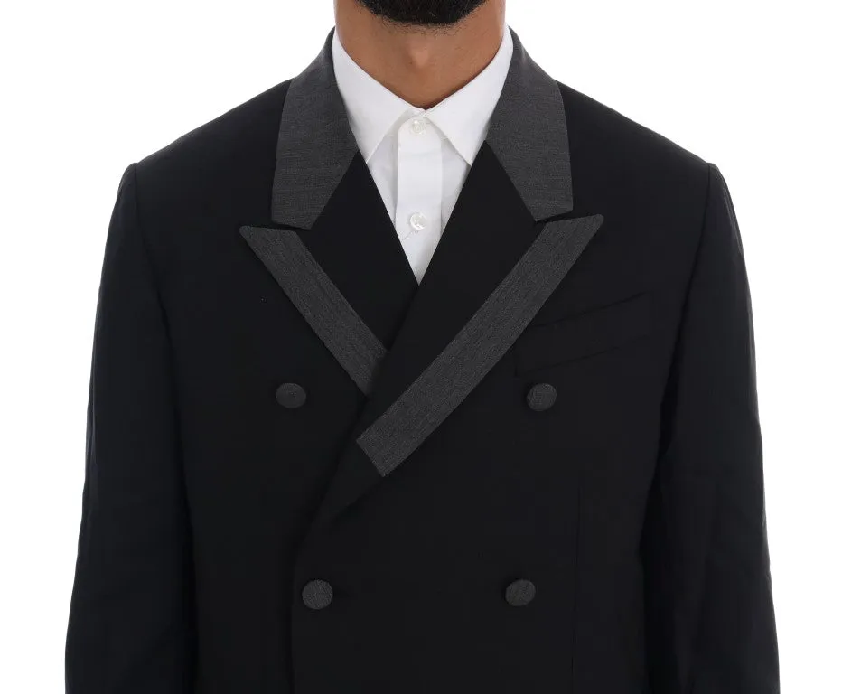 Black Wool Stretch 3 Piece Two Button Suit