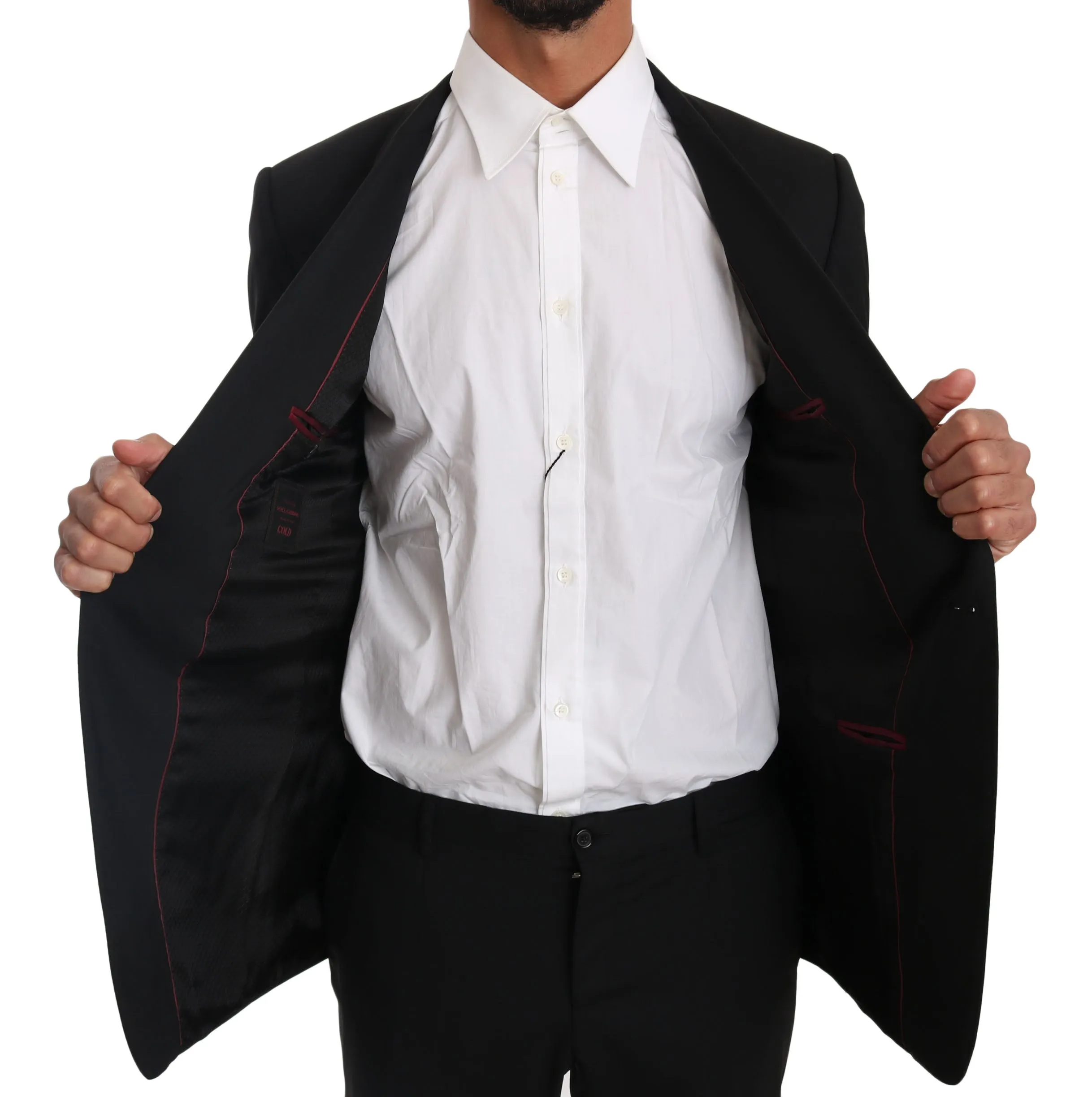 Black Wool Stretch GOLD 2 Piece Suit