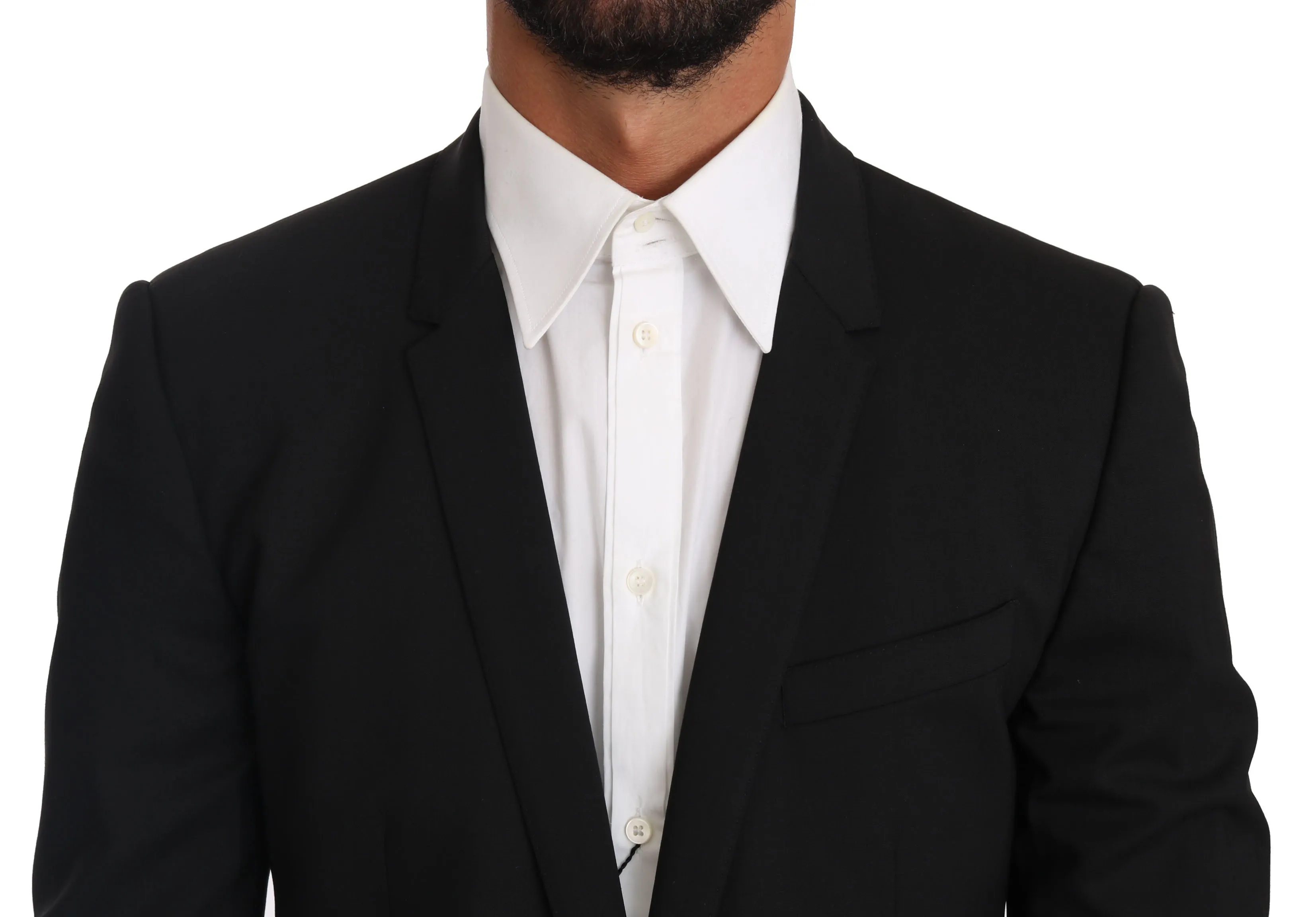 Black Wool Stretch GOLD 2 Piece Suit