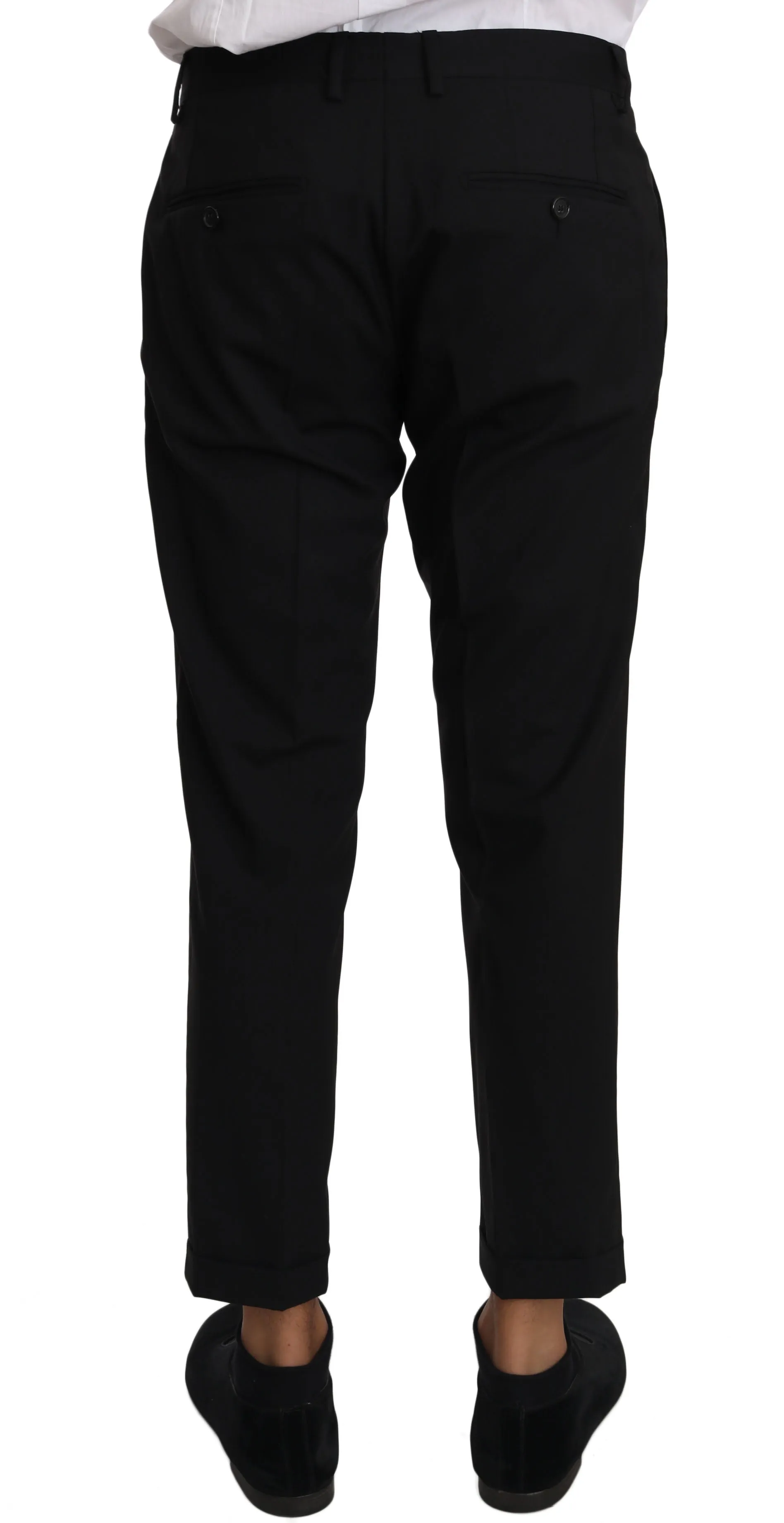 Black Wool Stretch GOLD 2 Piece Suit