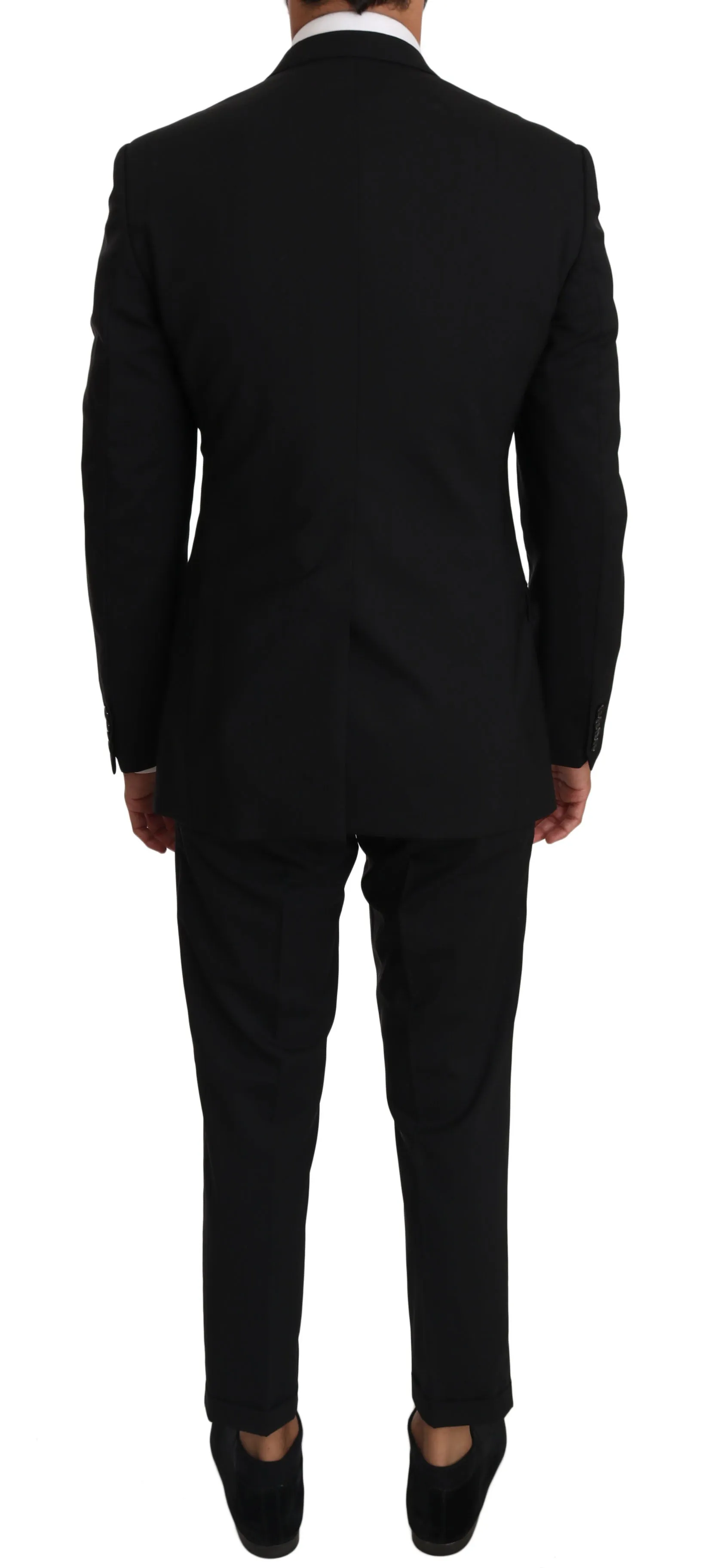 Black Wool Stretch GOLD 2 Piece Suit