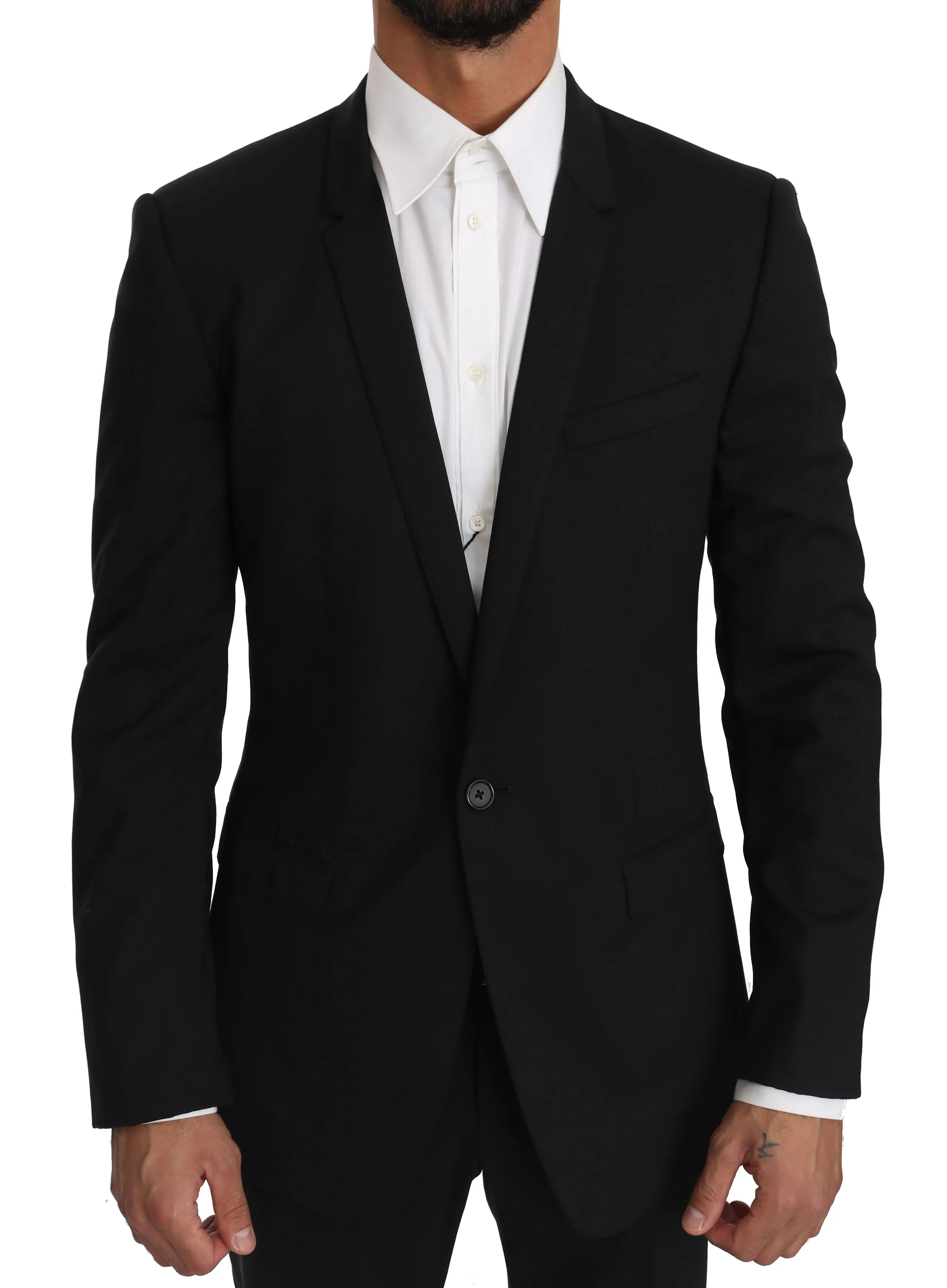 Black Wool Stretch GOLD 2 Piece Suit