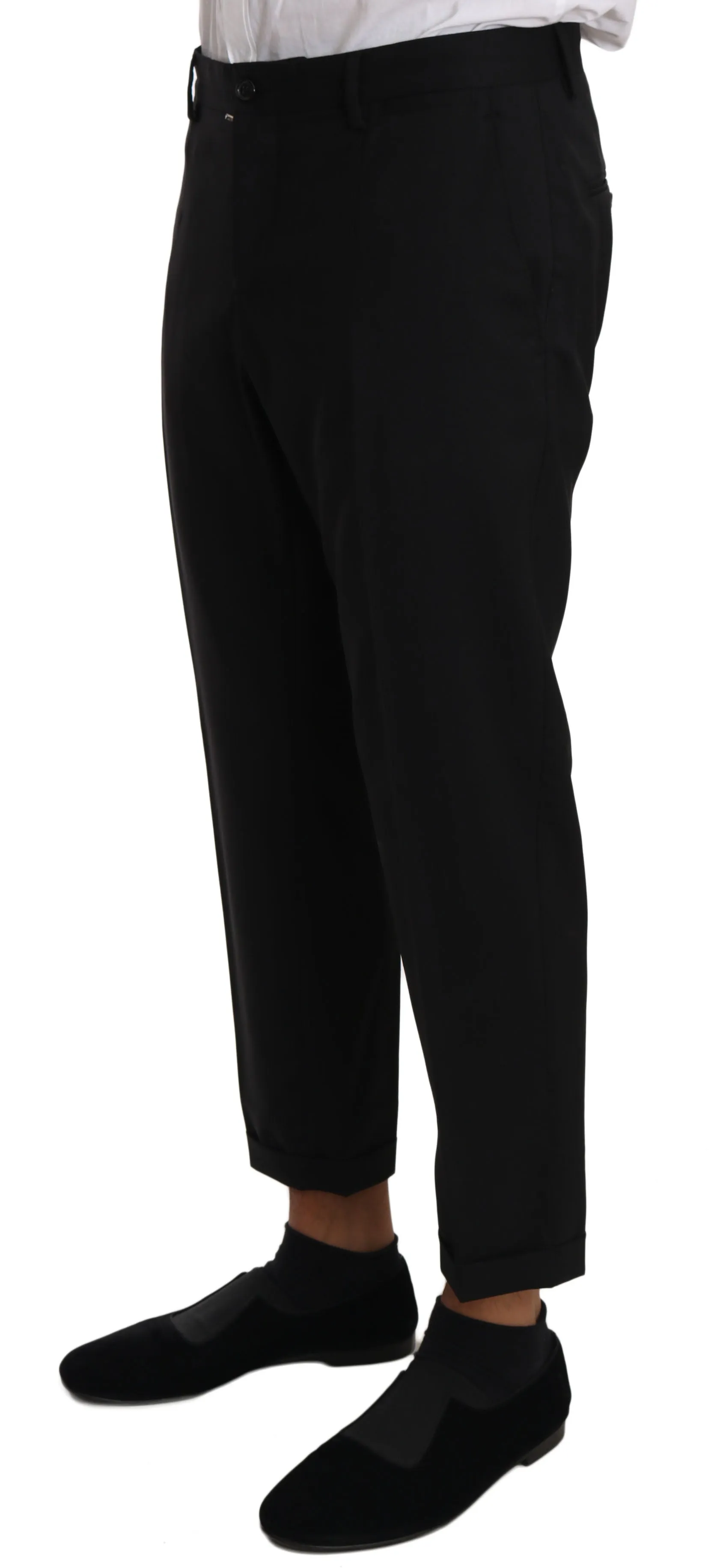 Black Wool Stretch GOLD 2 Piece Suit
