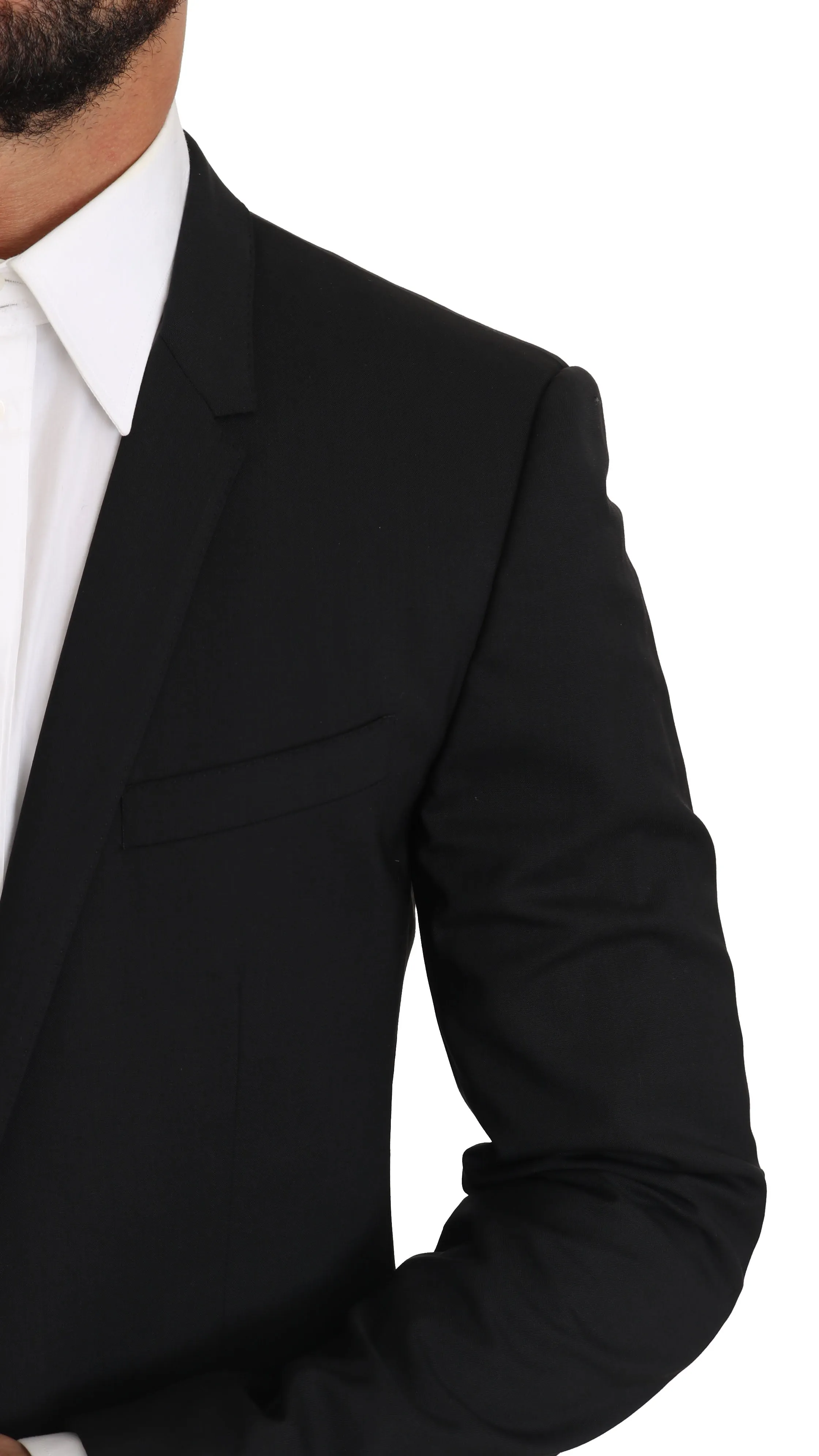 Black Wool Stretch GOLD 2 Piece Suit