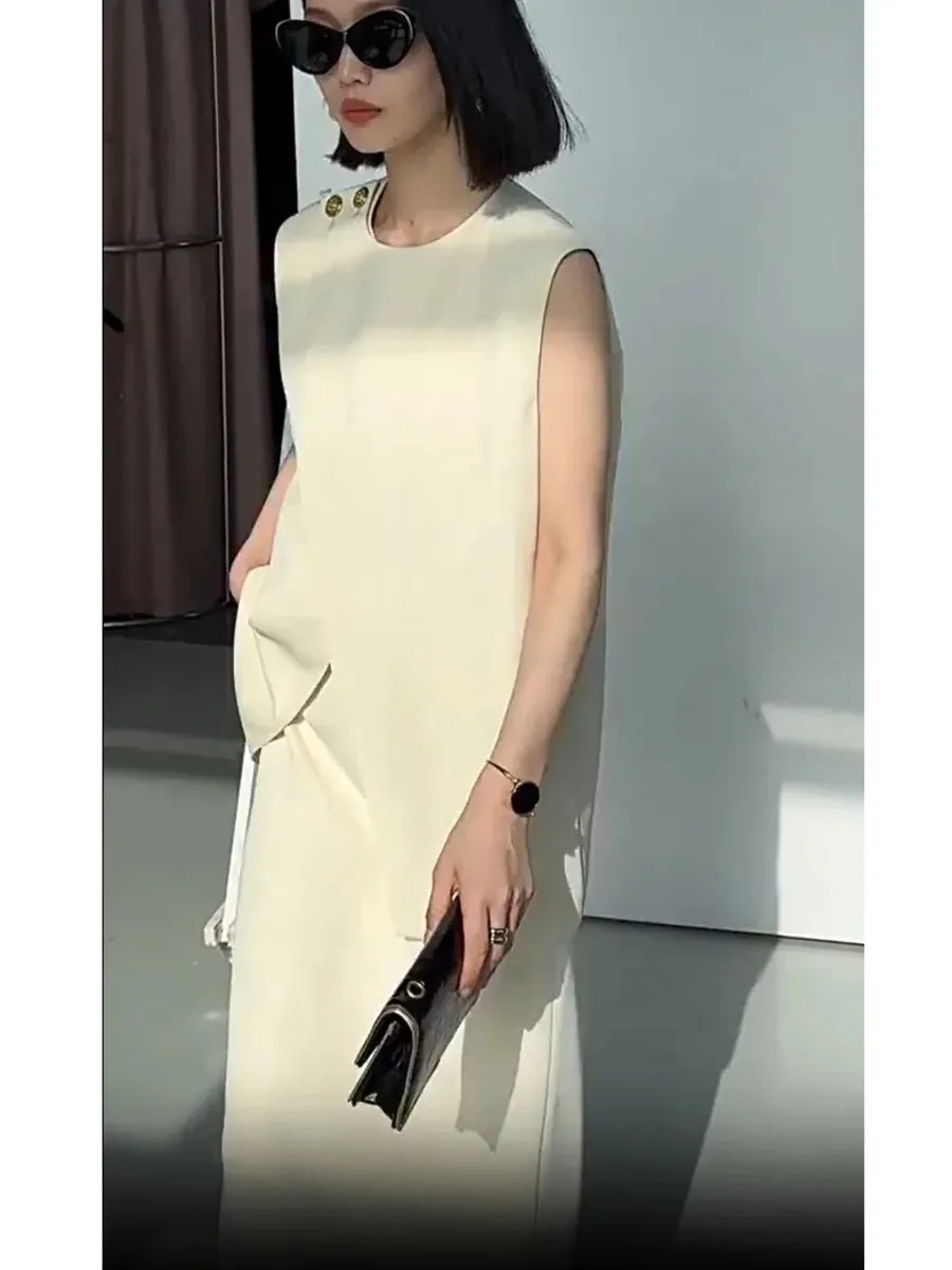 Blazer Vest Sleeveless & Skirt Suit Dress