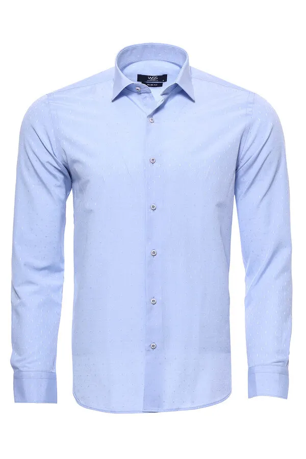 Blue Patterned Slim Fit Shirt - Wessi