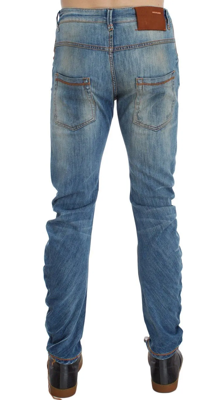 Blue Wash Cotton Slim Twist Fit Jeans