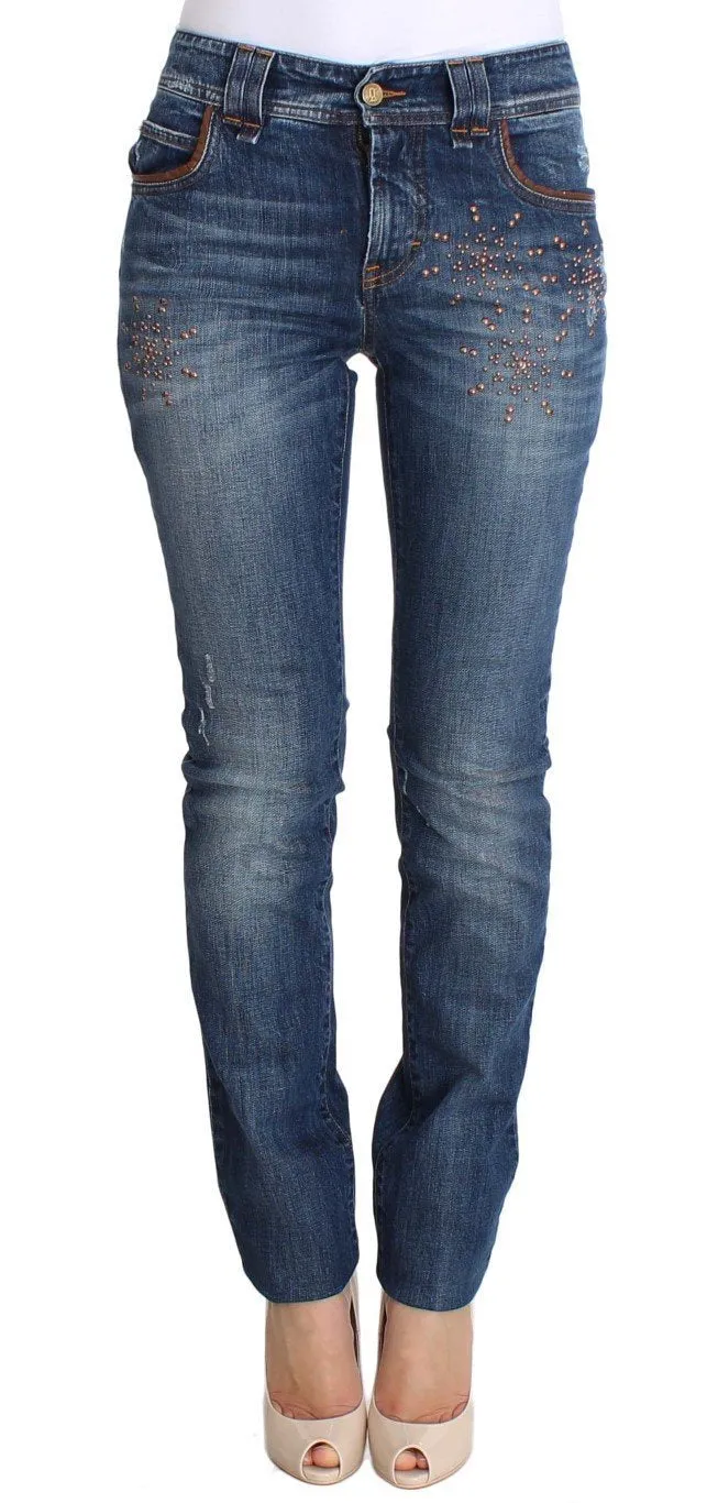 Blue Wash Skinny High Cotton Stretch Denim Jeans