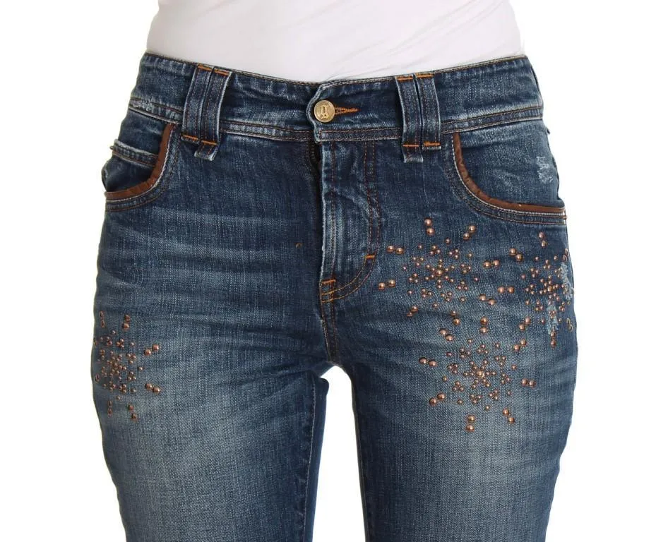 Blue Wash Skinny High Cotton Stretch Denim Jeans