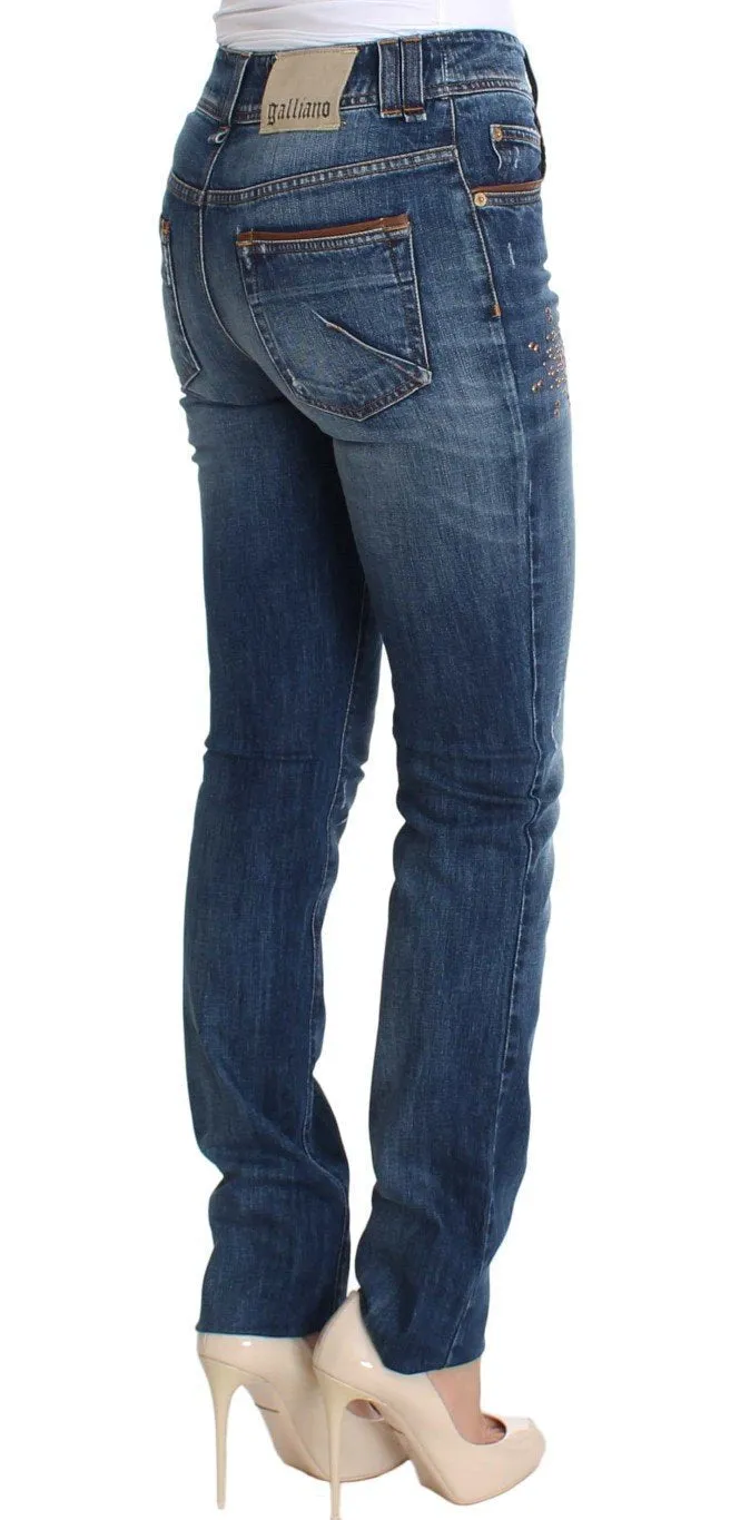 Blue Wash Skinny High Cotton Stretch Denim Jeans