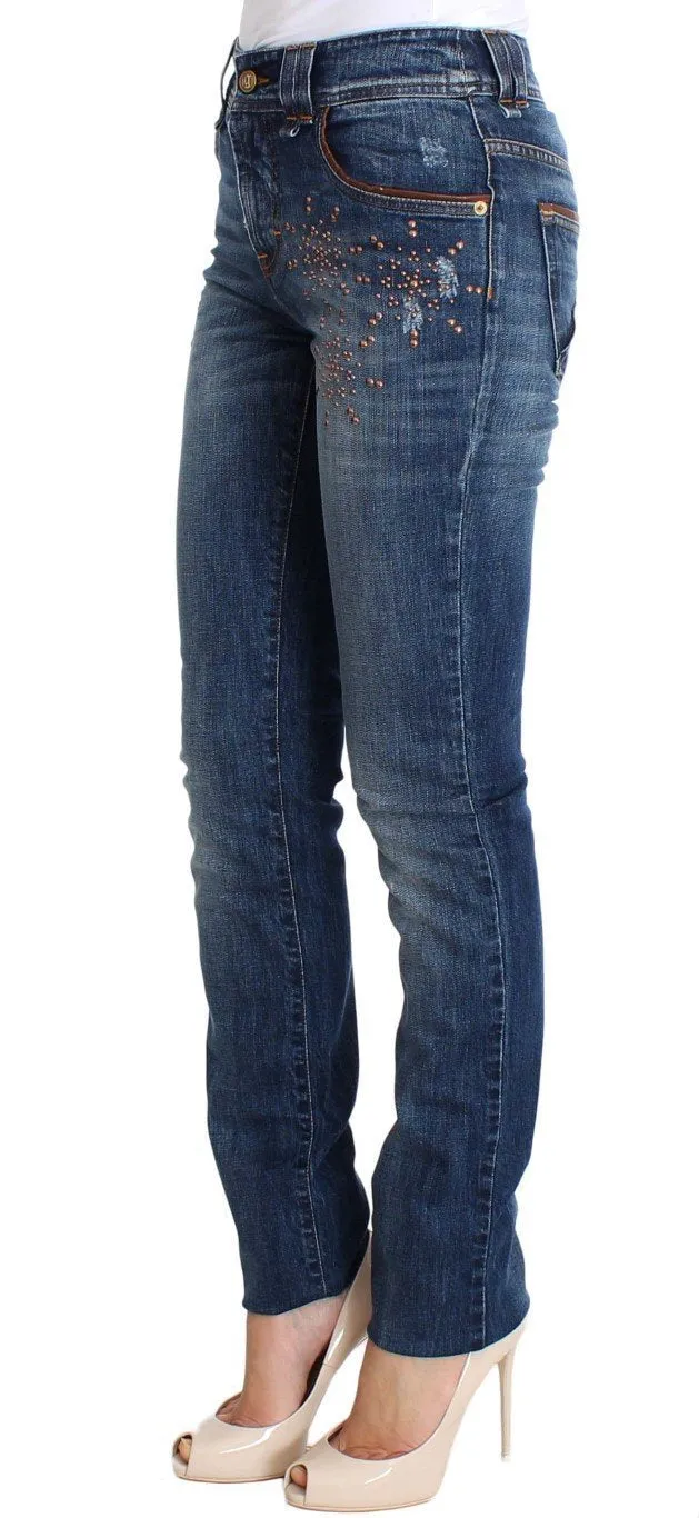 Blue Wash Skinny High Cotton Stretch Denim Jeans