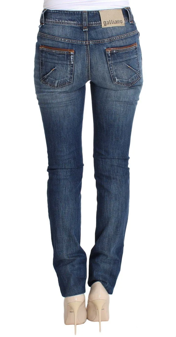 Blue Wash Skinny High Cotton Stretch Denim Jeans