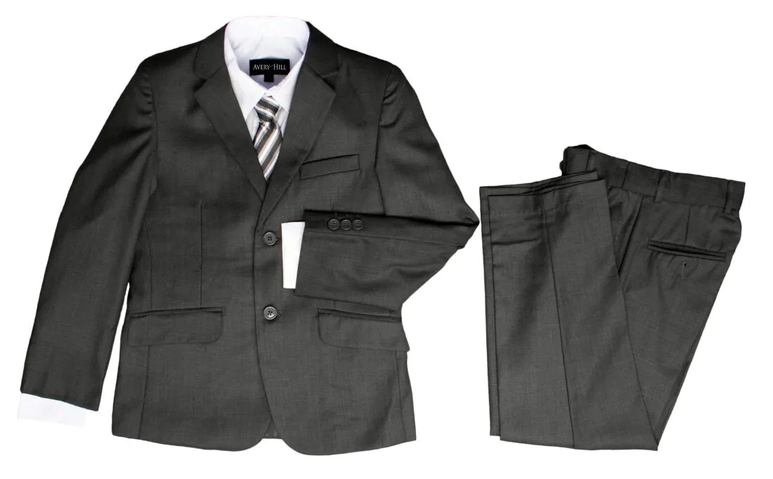 Boys Formal 5 Piece Suit with Shirt, Vest, Tie and Garment Bag – Charcoal - LTMAL-AH-BY029-CHARCOAL