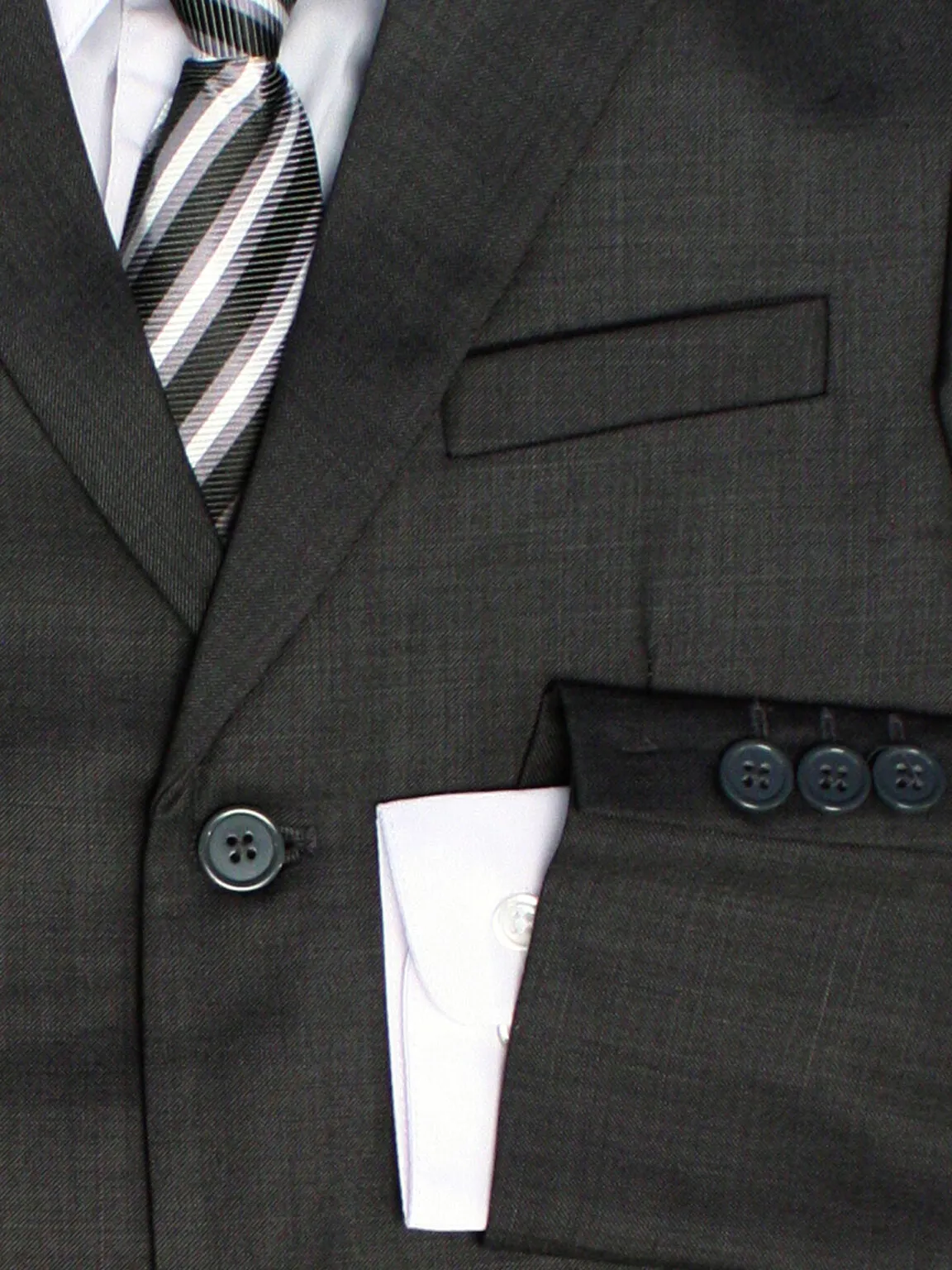 Boys Formal 5 Piece Suit with Shirt, Vest, Tie and Garment Bag – Charcoal - LTMAL-AH-BY029-CHARCOAL