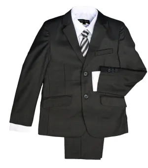 Boys Formal 5 Piece Suit with Shirt, Vest, Tie and Garment Bag – Charcoal - LTMAL-AH-BY029-CHARCOAL