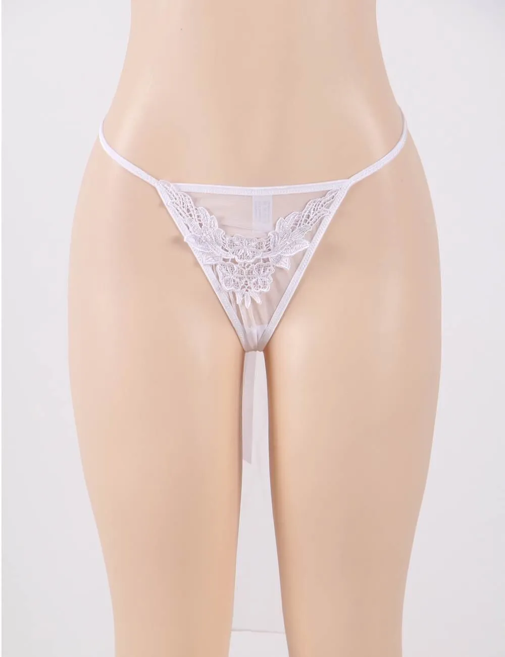 Bridal Lace Thong - Veil Back - Women's G-String Underwear