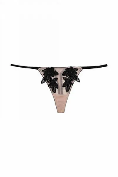 Brooke Applique Thong - Black/Nude -