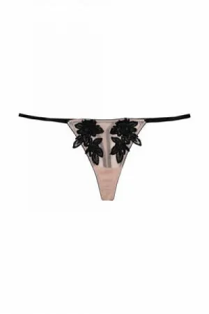Brooke Applique Thong - Black/Nude -