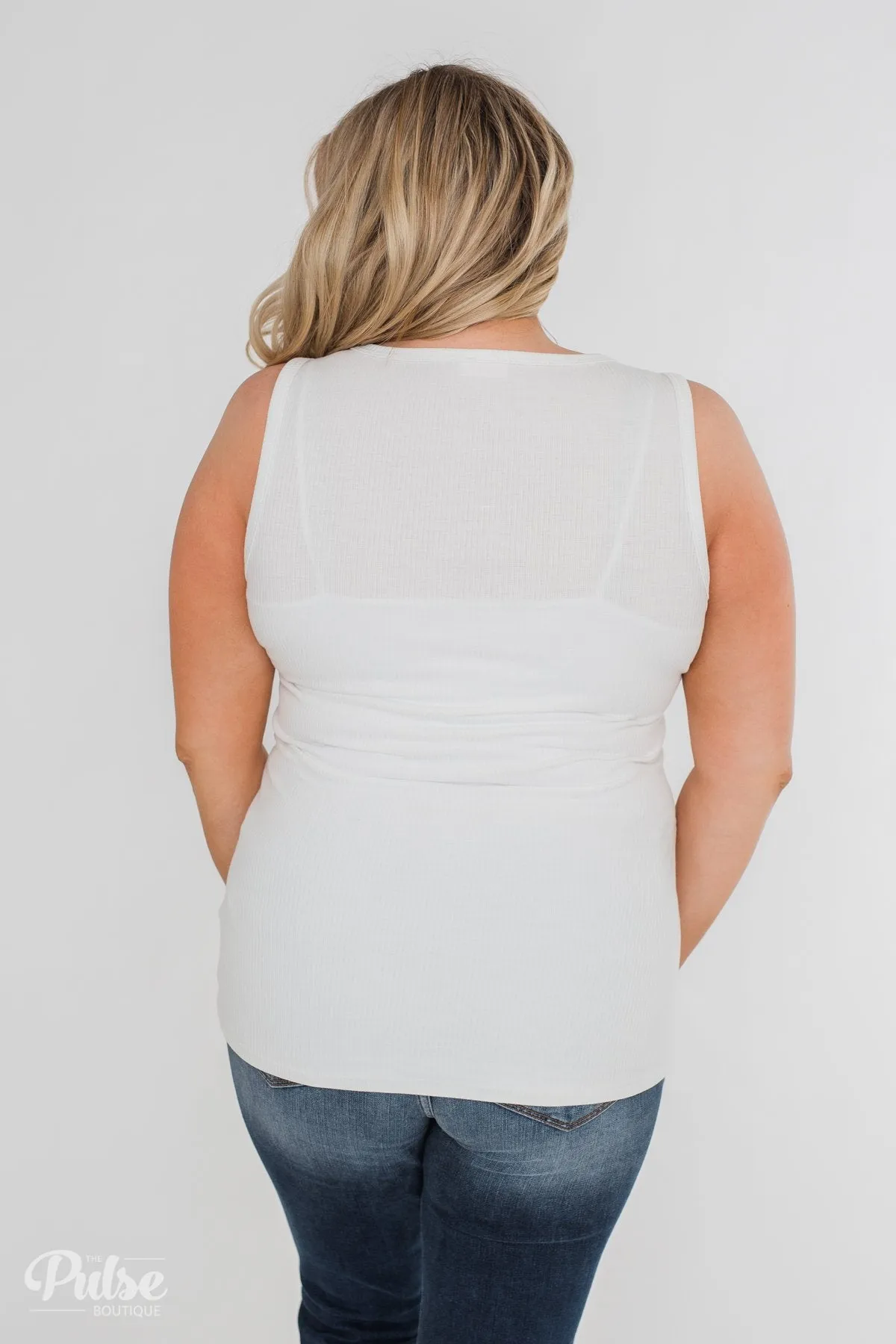 Button Henley Tank Top- Ivory
