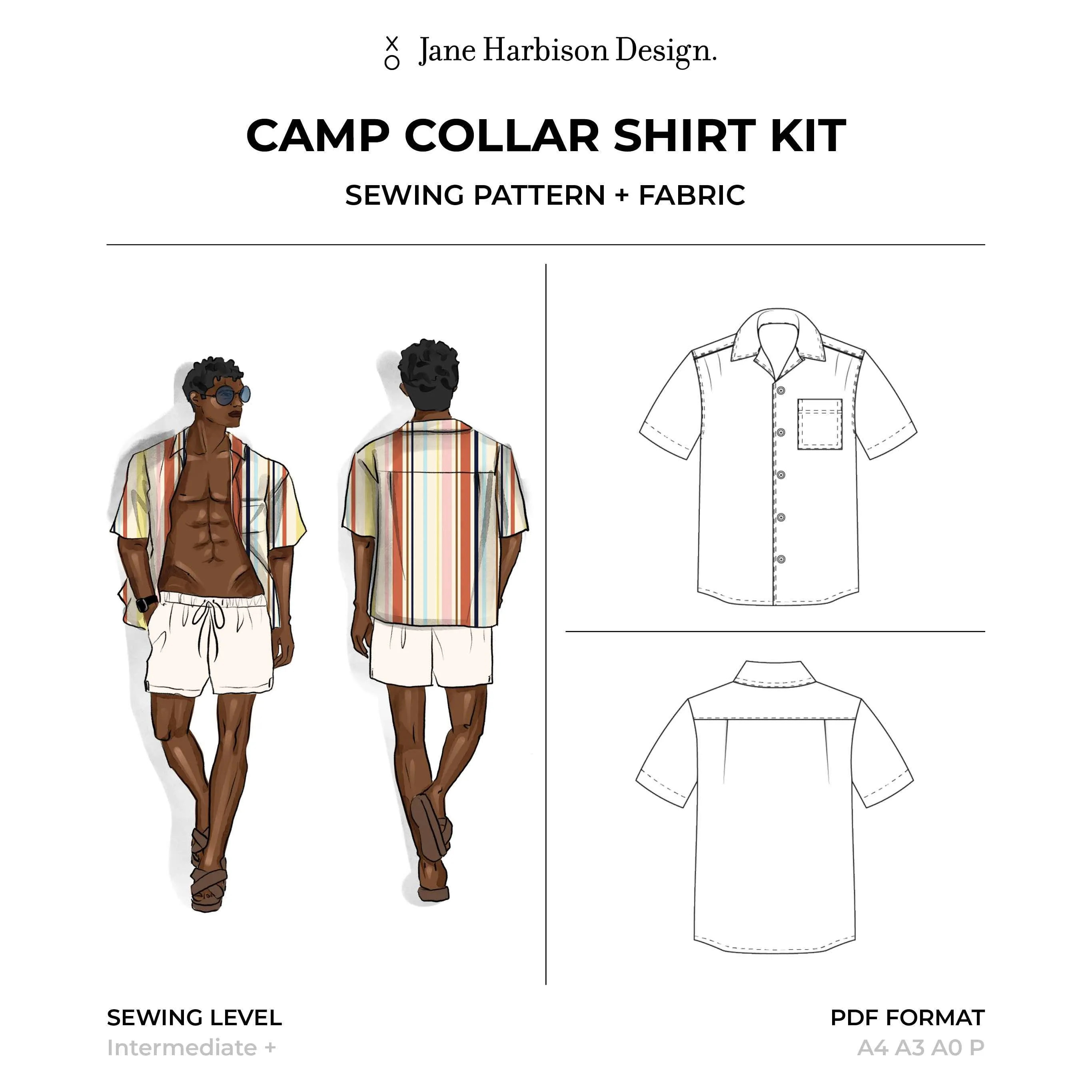 Camp Collar Shirt Kit - Barcode Retro Stripe