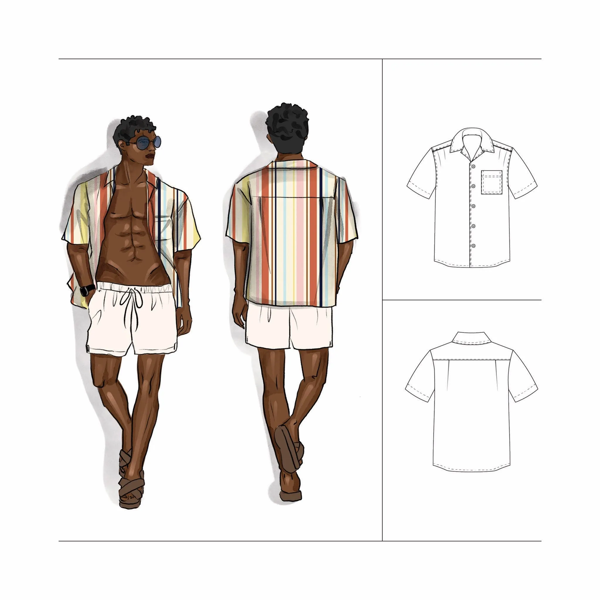 Camp Collar Shirt Kit - Barcode Retro Stripe