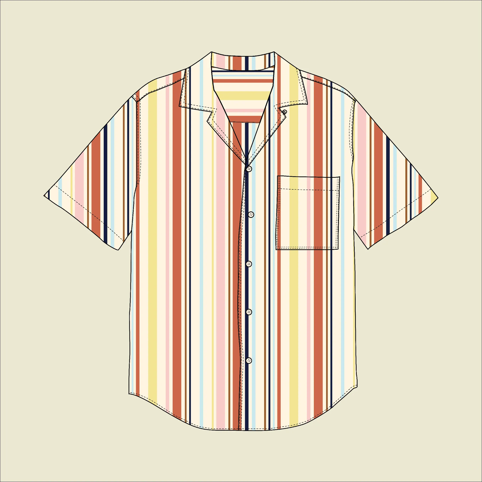 Camp Collar Shirt Kit - Barcode Retro Stripe
