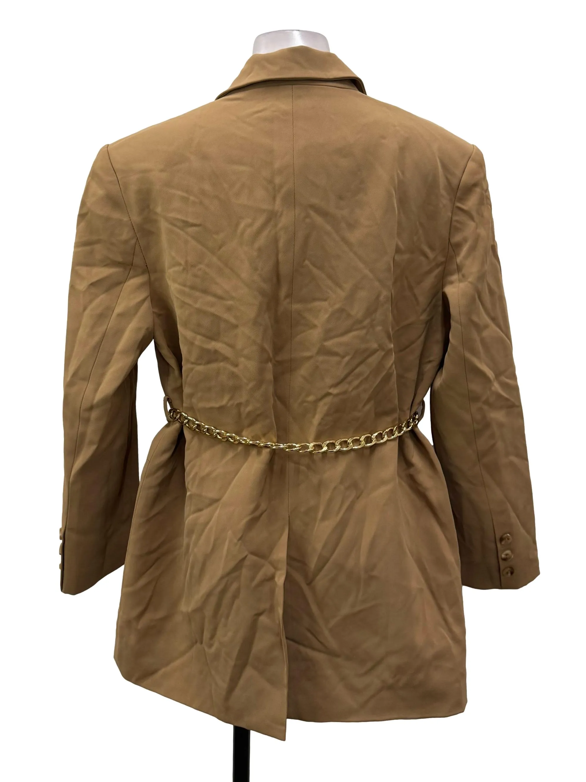 Caramel Brown Button Sash Blazer