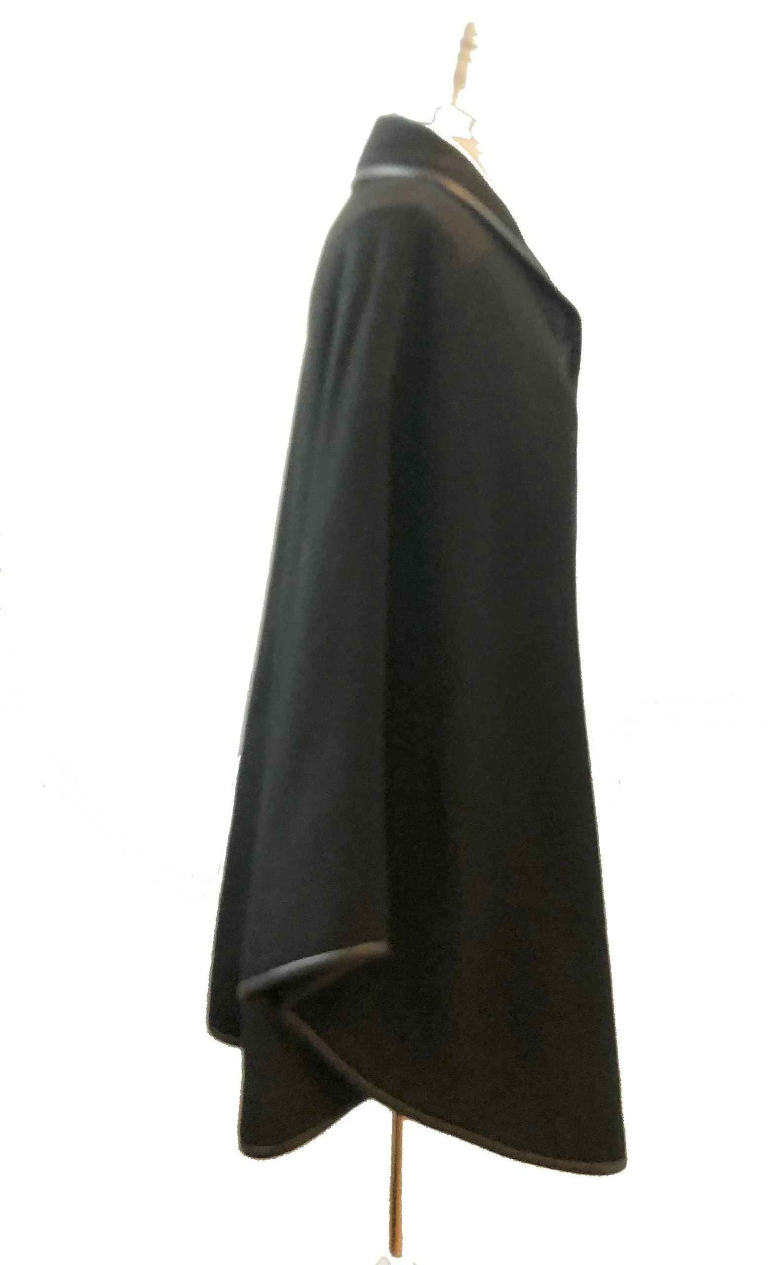 Cashmere Leather Trim Cape Size M
