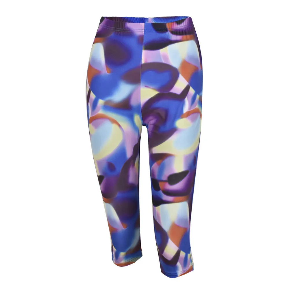 Casual Pants Summer Tie Dyed Elastic Waist Slimming Skinny Shorts