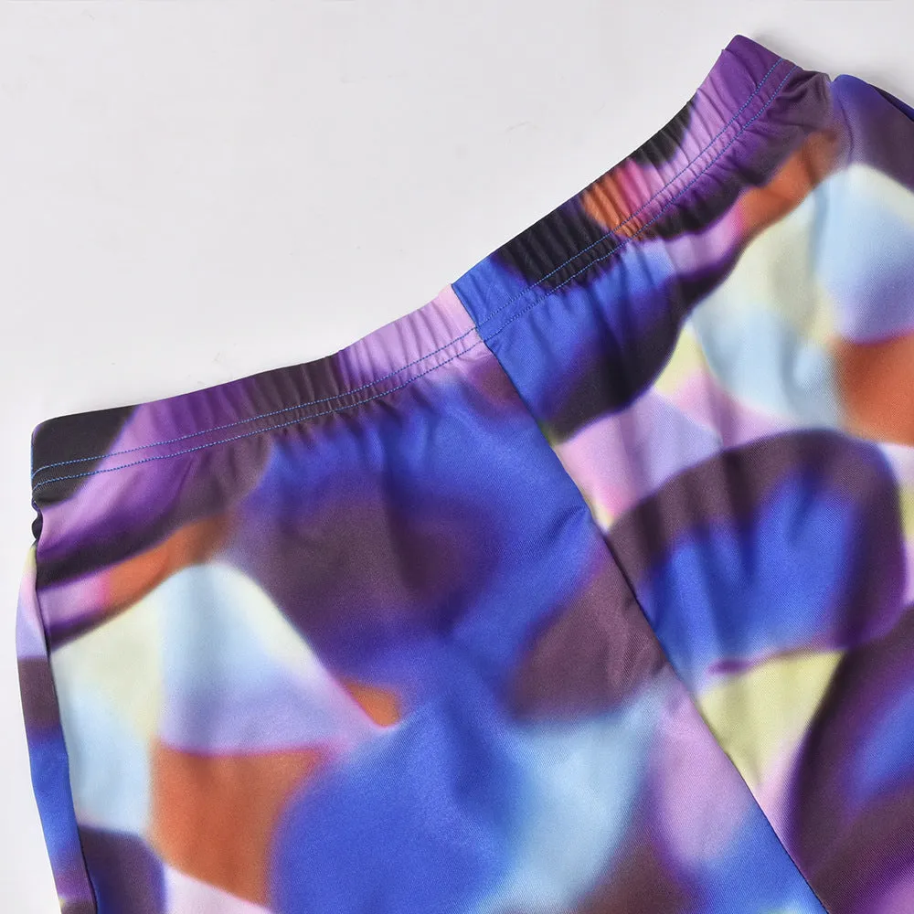 Casual Pants Summer Tie Dyed Elastic Waist Slimming Skinny Shorts